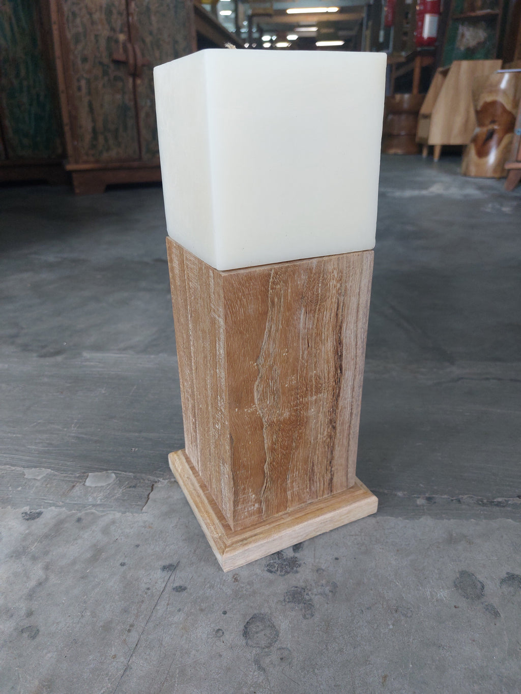 Teak Candle Holder (incl. candle)