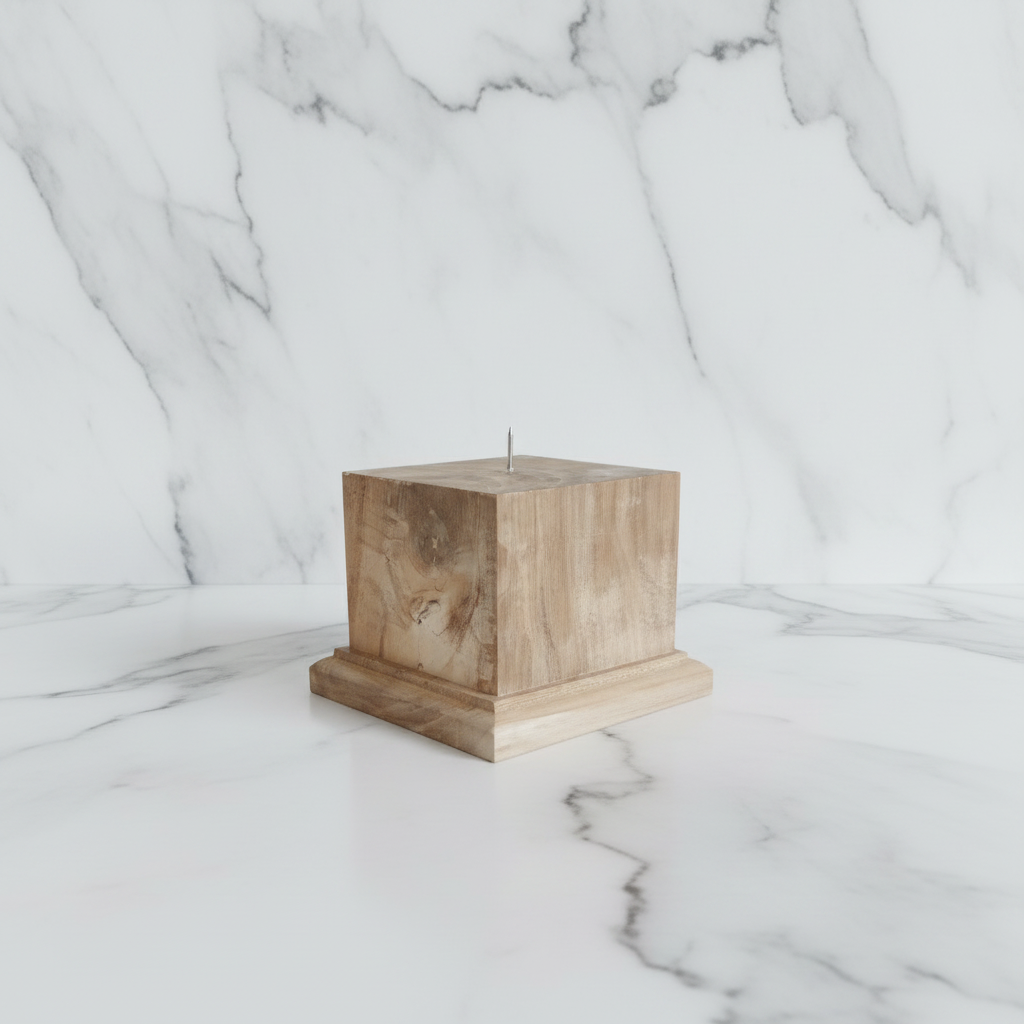 Teak Candle Holder (incl. candle)