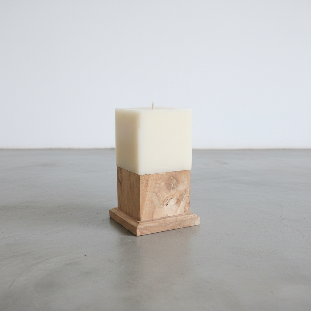 Teak Candle Holder (incl. candle)