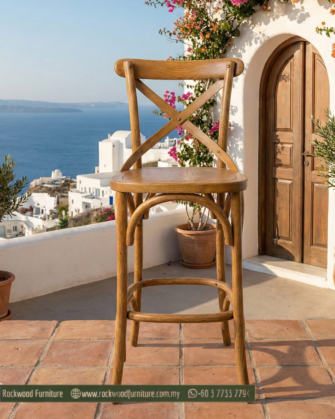Cross Back Bar Stool (60-65cm)