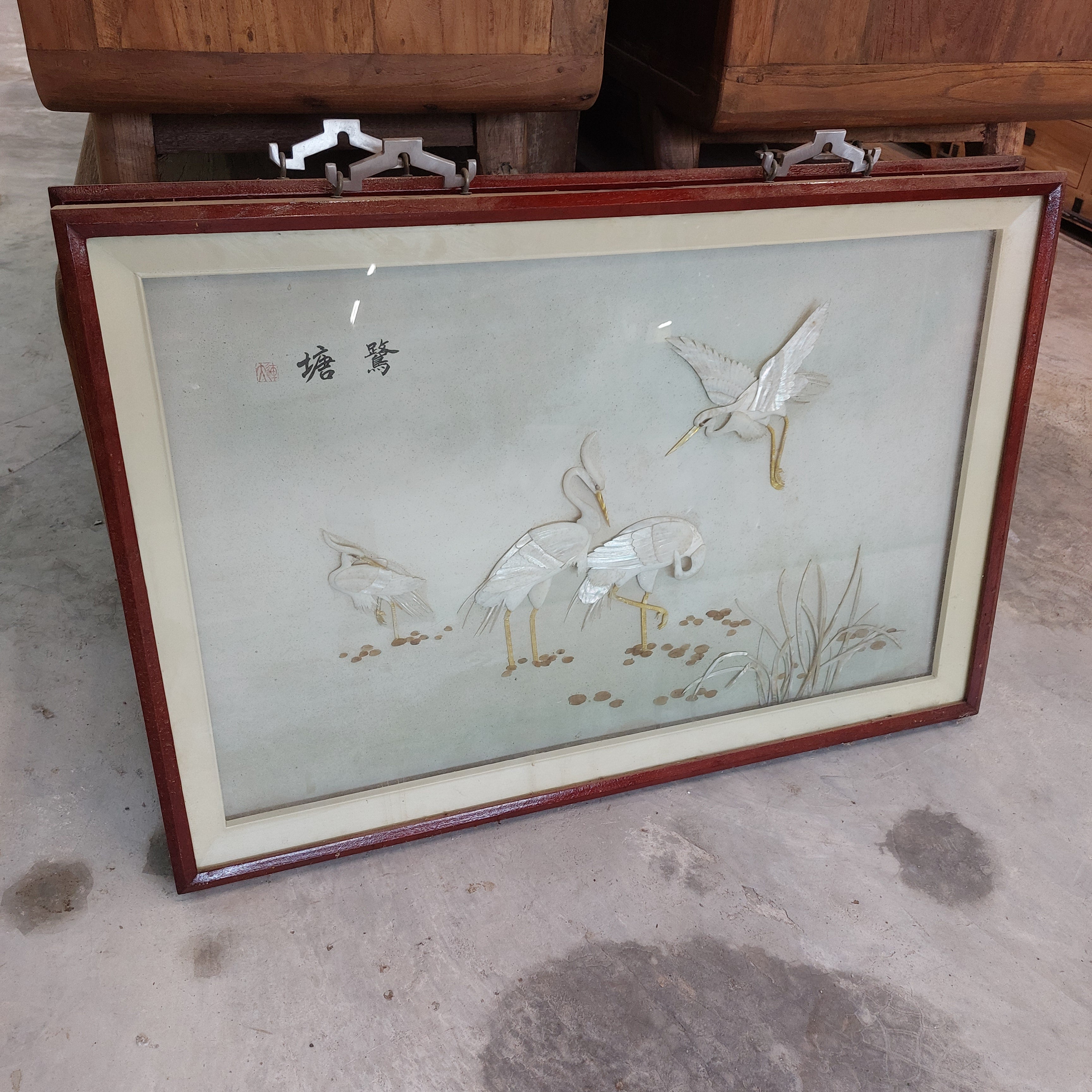 Mother of Pearl Picture - Cranes (pre-owned)