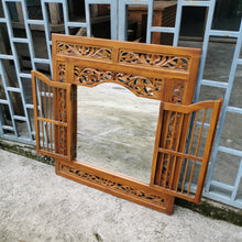 Load image into Gallery viewer, Hand Carved Teak Mirror with Shutters
